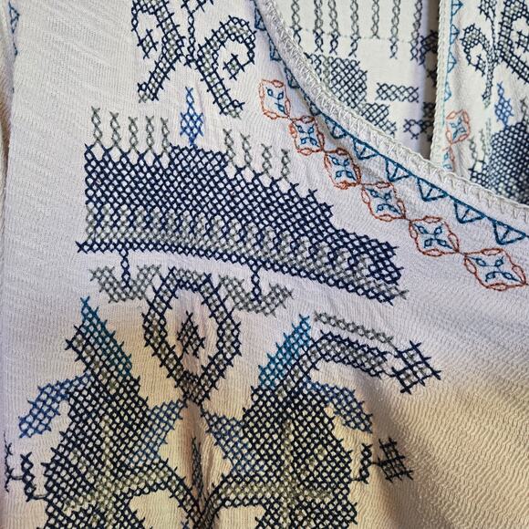 Johnny Was Biya Womens Embroidered Open Front Long Duster Size S Boho Western - Picture 5 of 12